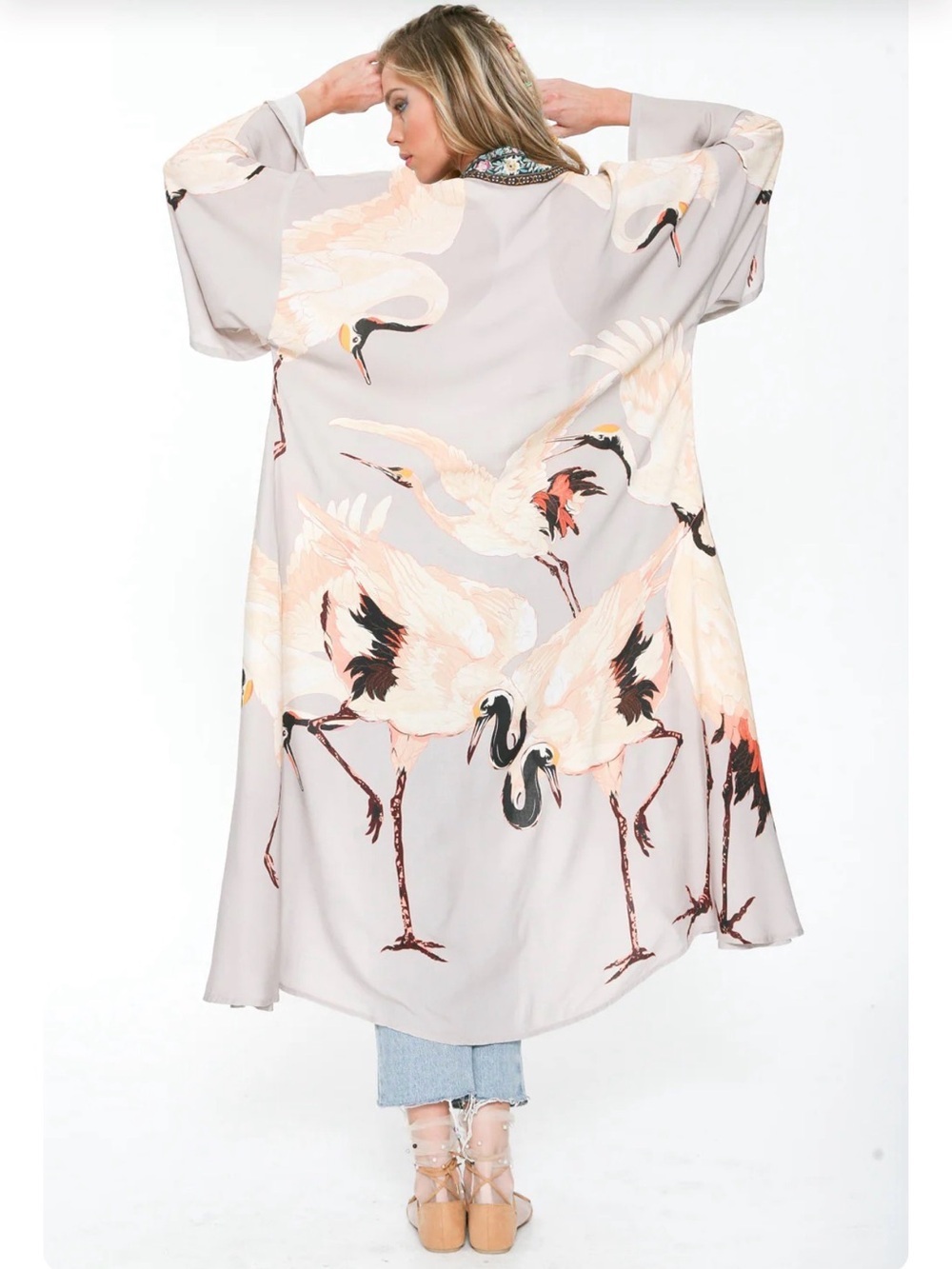 Aratta Story of the Crane Kimono in Lavender Slate, NWT - Picture 5 of 7